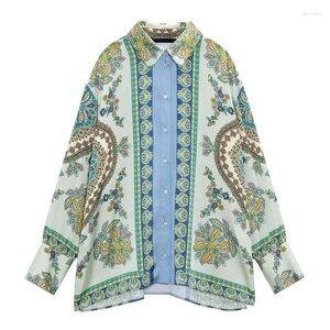 Zara Floral Patterned Shirt in Blue and Green